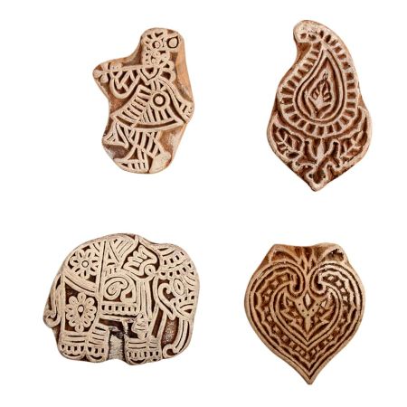 Set of 4 Piece New Mix Wooden Printing Block